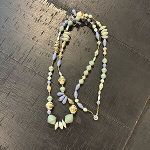 Vintage Fabiola Blue Parure Long Strand Beaded Necklace Mixed Bead